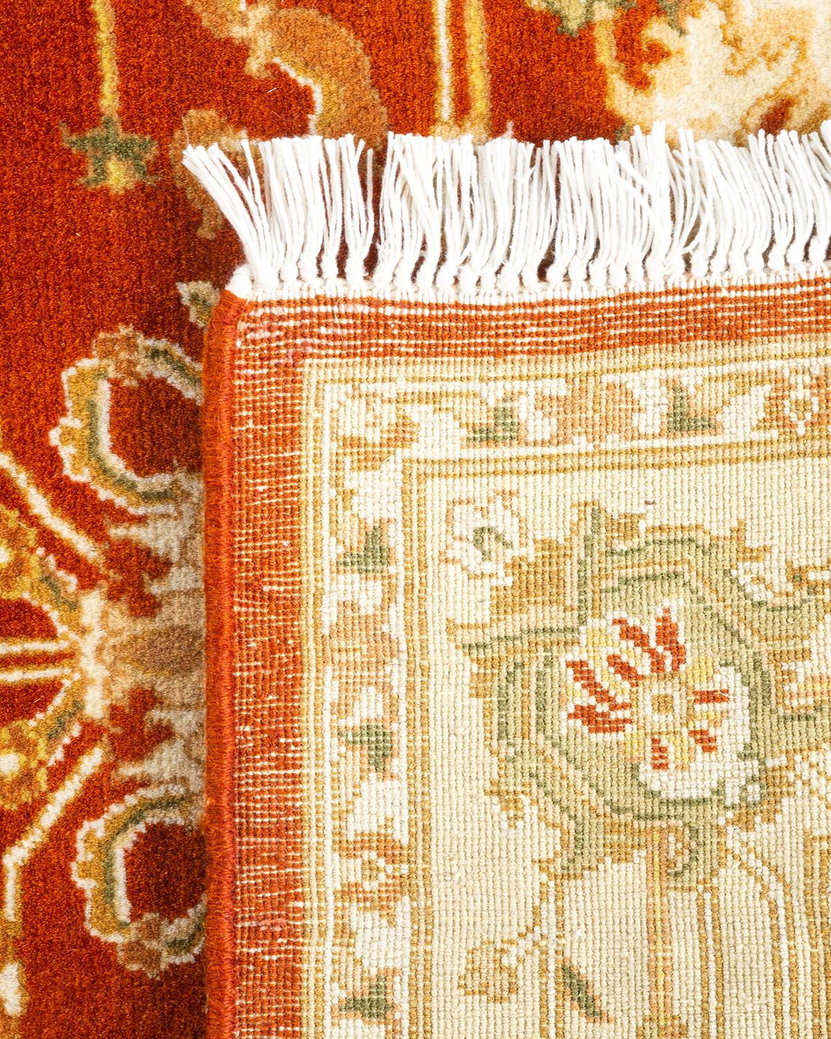 Handgeknüpfter, orangefarbener Mogul-Teppich aus Wolle, Unikat (21. Jahrhundert und zeitgenössisch) im Angebot