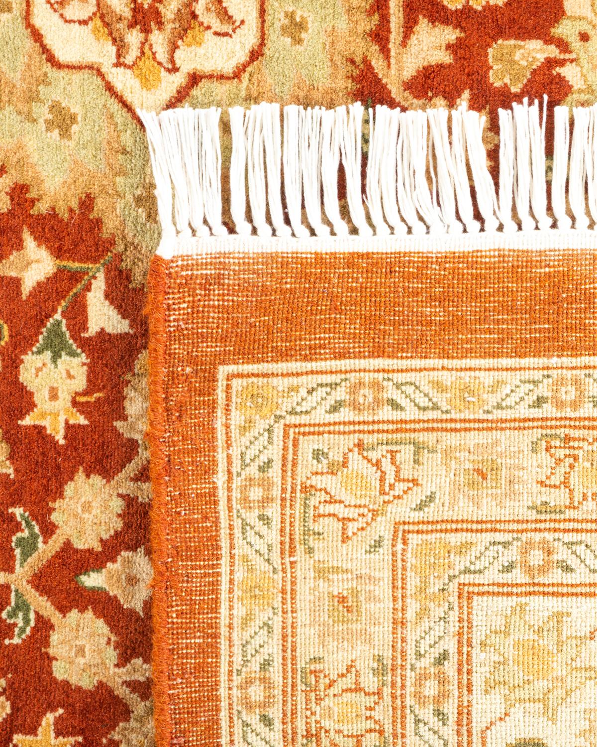 Contemporary One-of-a-kind Hand Knotted Wool Mogul Orange Area Rug For Sale