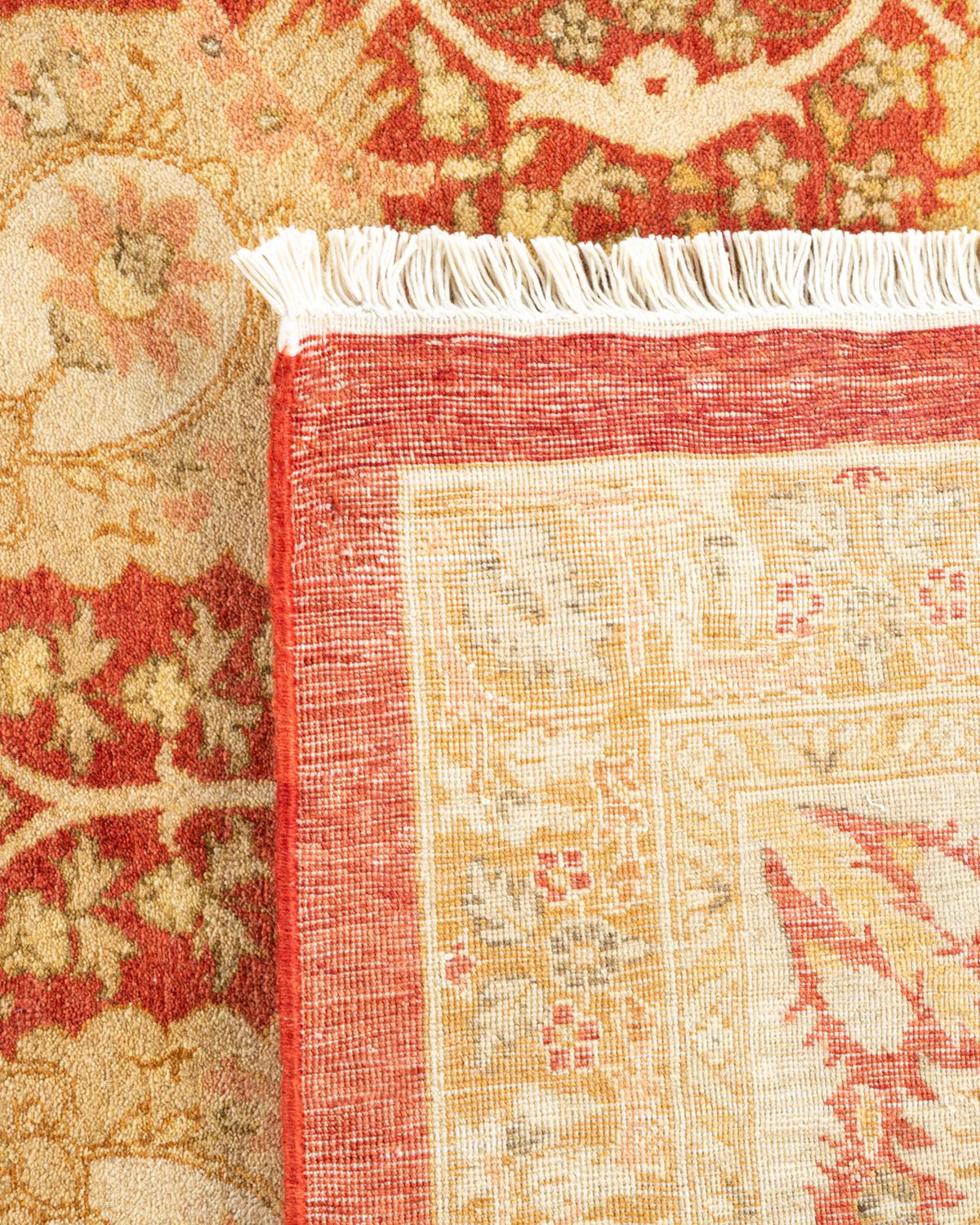 Contemporary One-of-a-kind Hand Knotted Wool Mogul Orange Area Rug For Sale