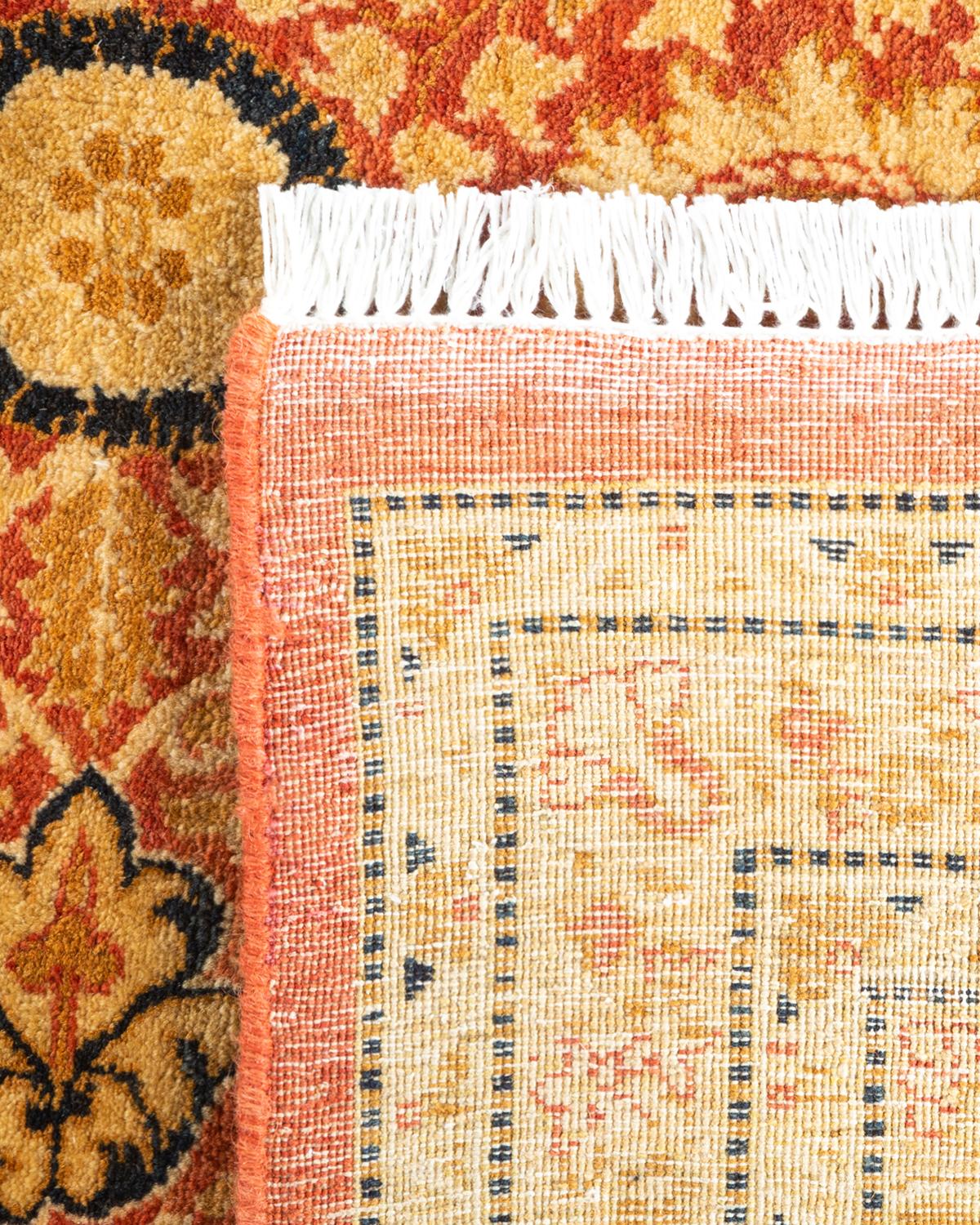 XXIe siècle et contemporain Tapis unique en son genre en laine nouée à la main Mogul Orange en vente