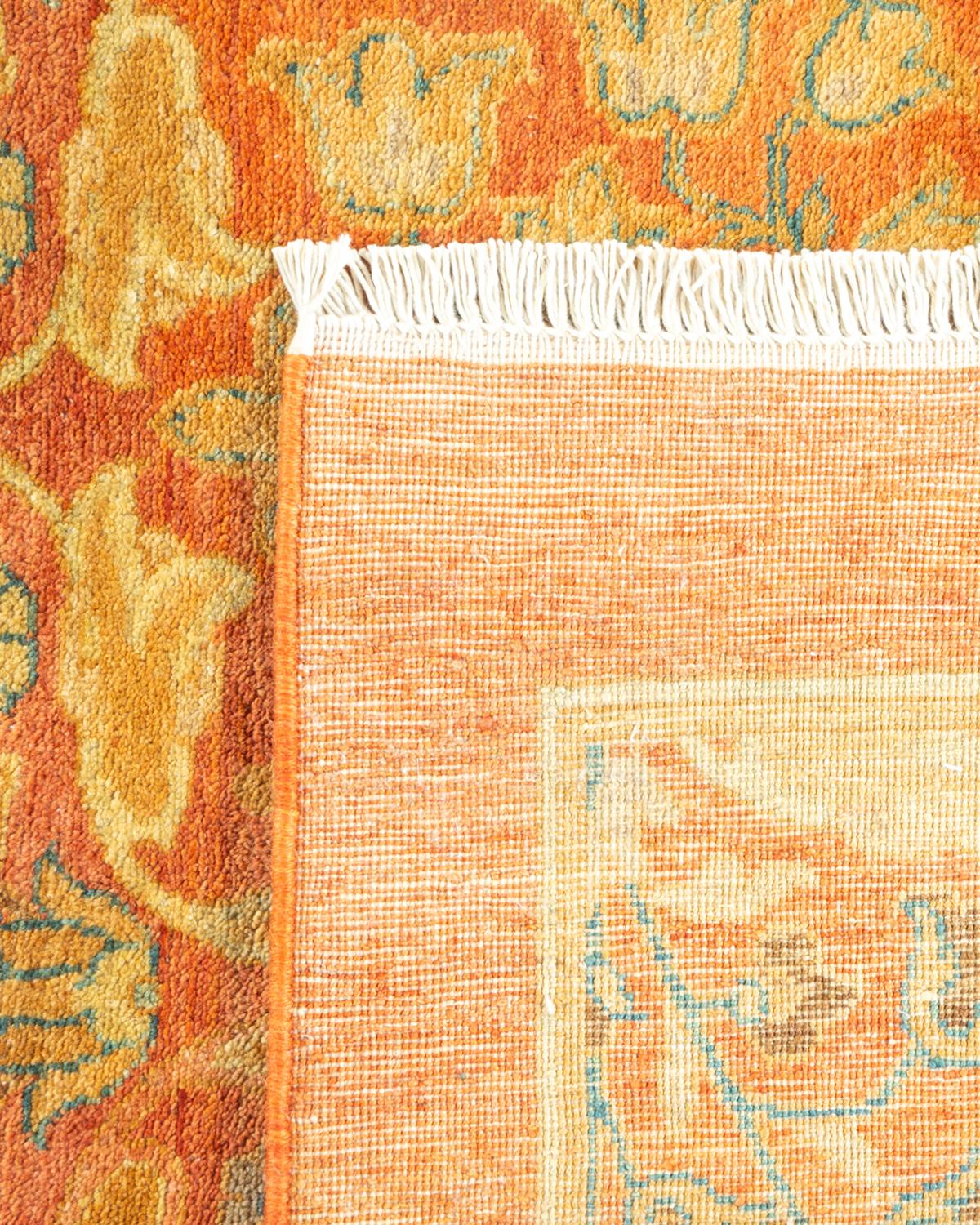 Contemporary One-of-a-kind Hand Knotted Wool Mogul Orange Area Rug For Sale