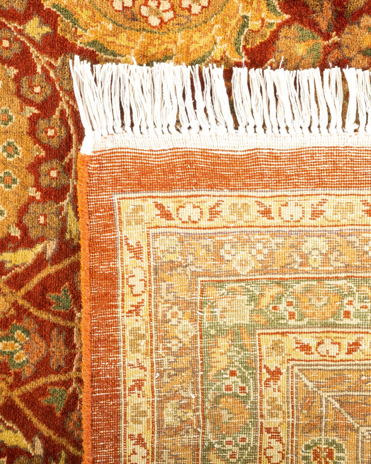 Contemporary One-of-a-kind Hand Knotted Wool Mogul Orange Area Rug For Sale