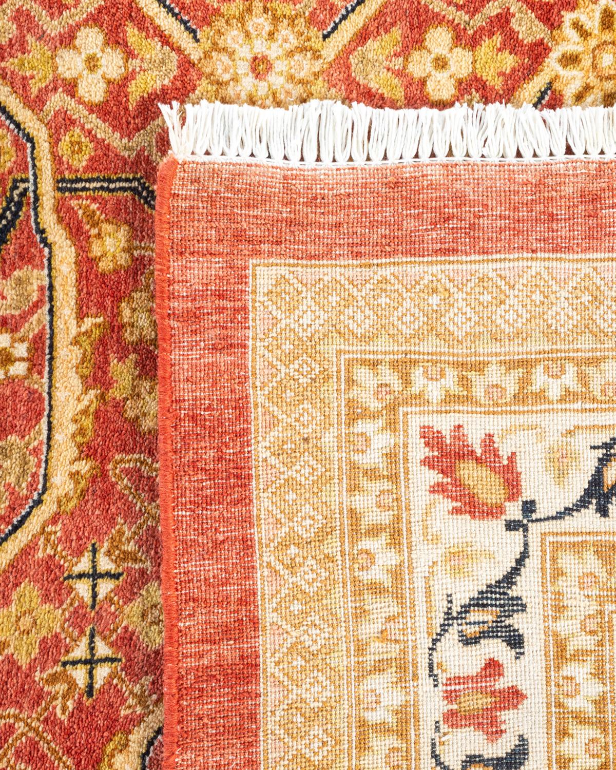 Contemporary One-of-a-kind Hand Knotted Wool Mogul Orange Area Rug For Sale