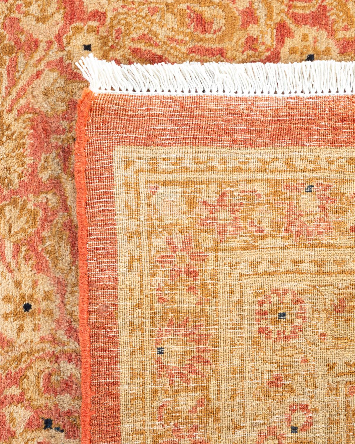 Contemporary One-of-a-kind Hand Knotted Wool Mogul Orange Area Rug For Sale