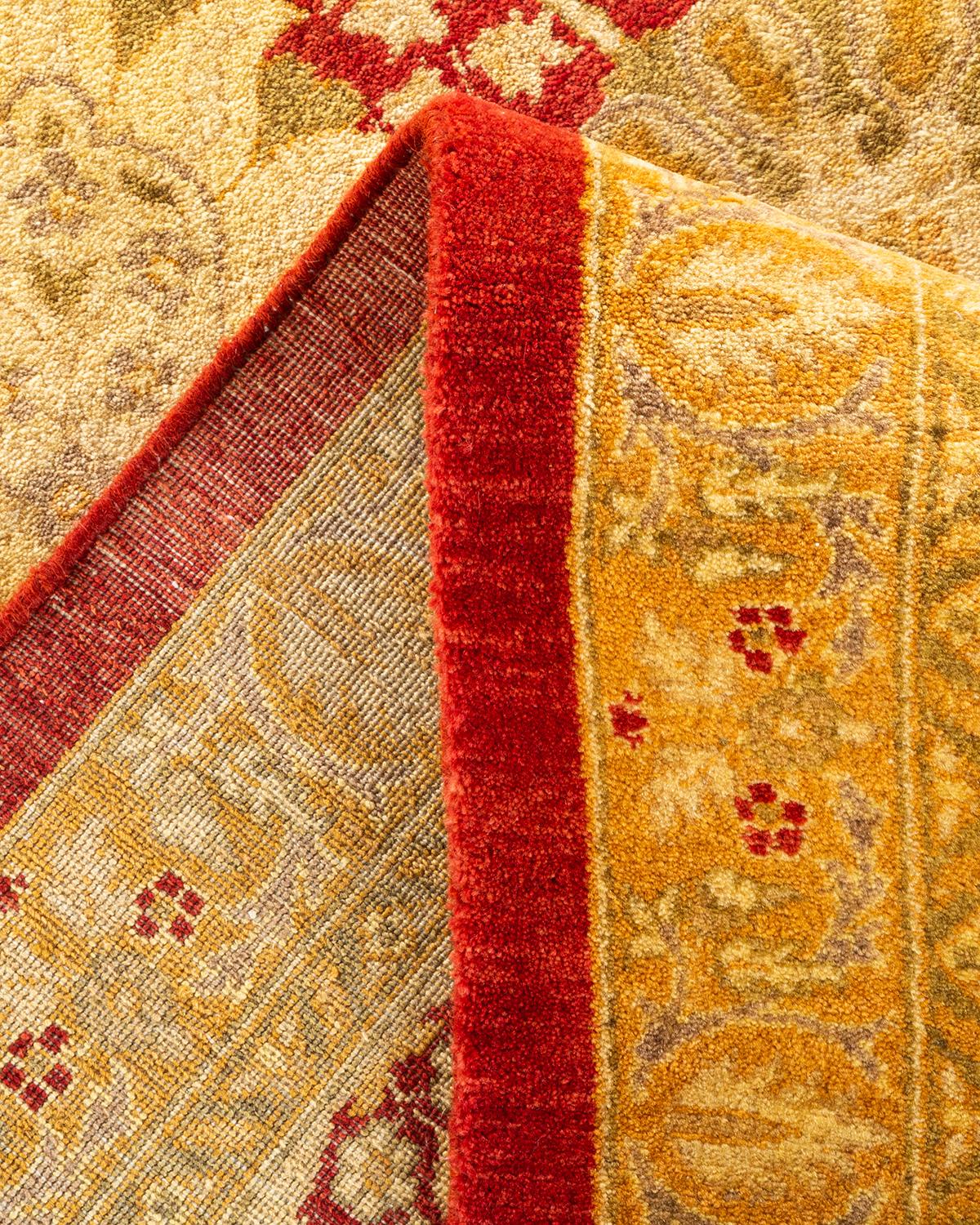 Handgeknüpfter Wollteppich Mogul Orange als Einzelstück (Wolle) im Angebot