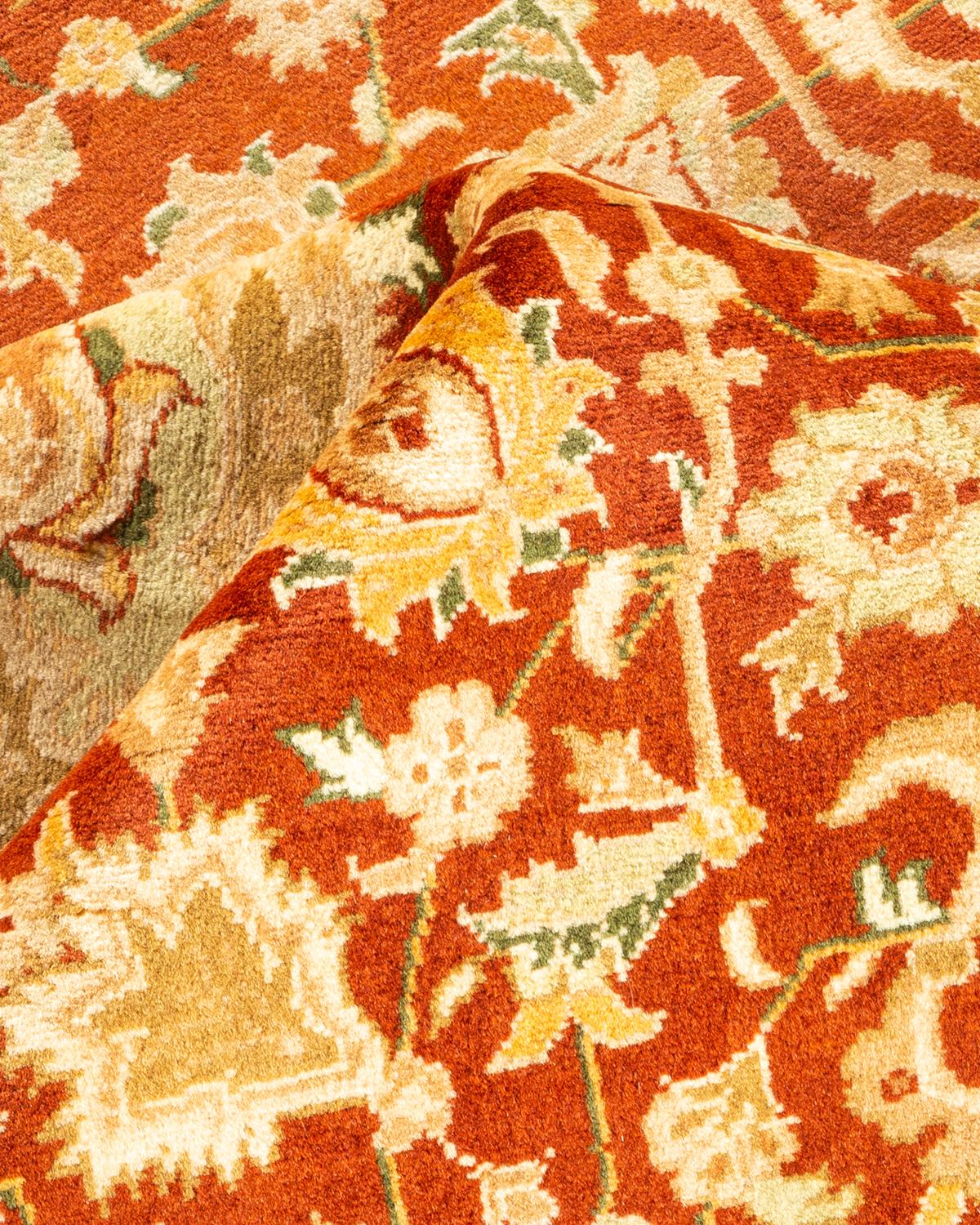 One-of-a-kind Hand Knotted Wool Mogul Orange Area Rug For Sale 2