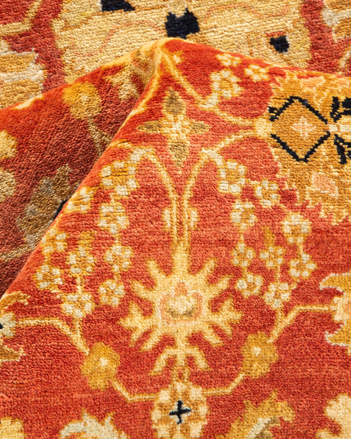 Alfombra de lana anudada a mano única Mogul Naranja en venta 1