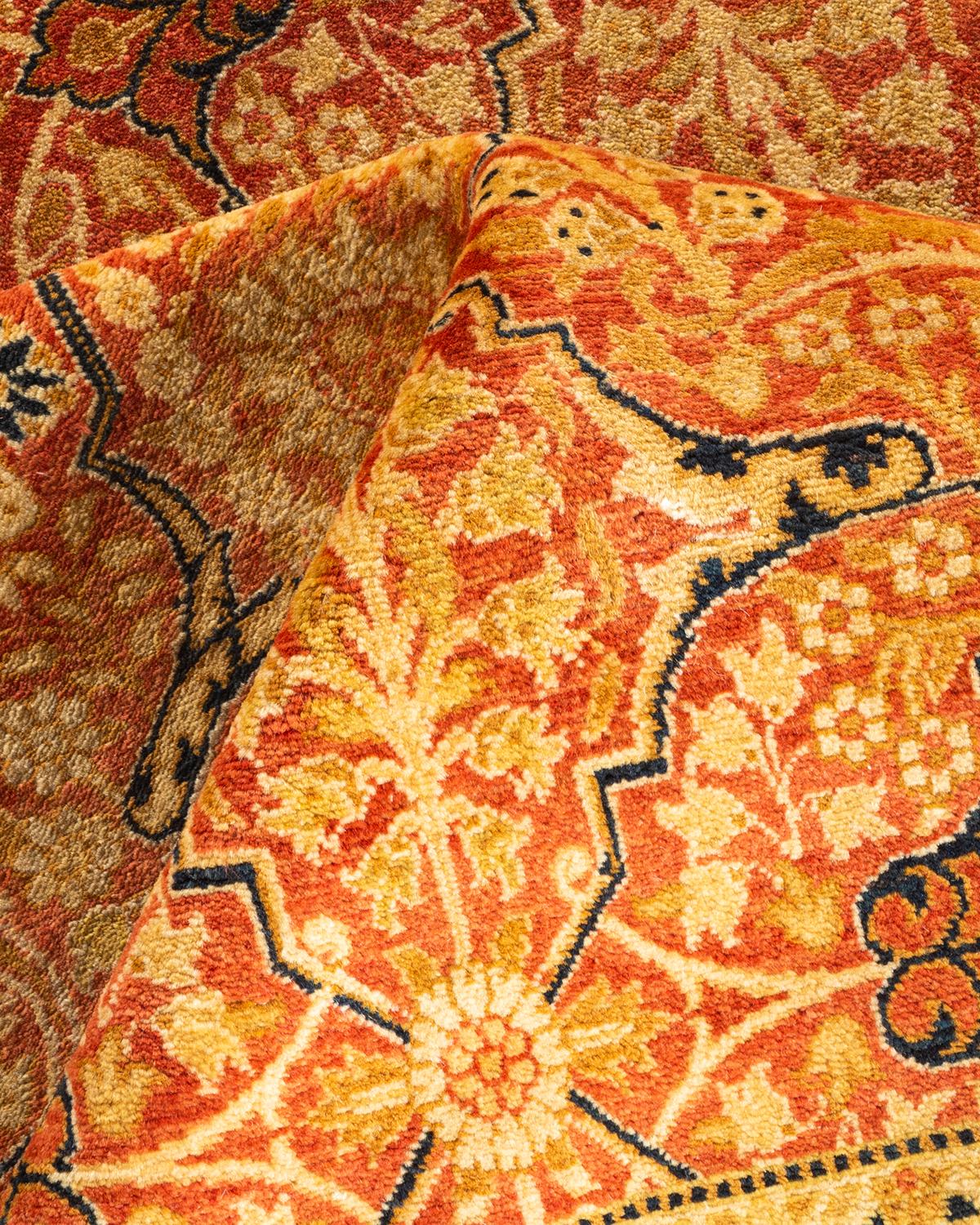 Tapis unique en son genre en laine nouée à la main Mogul Orange en vente 1