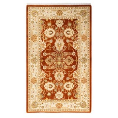 One-of-a-kind Hand Knotted Wool Mogul Orange Area Rug