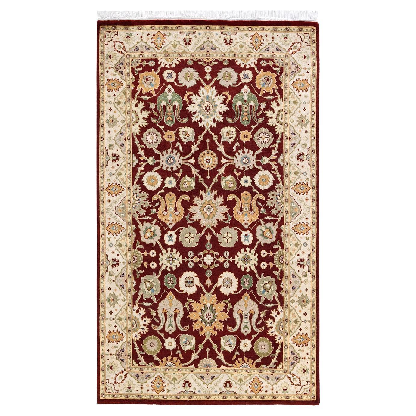 One-of-a-kind Hand Knotted Wool Mogul Orange Area Rug