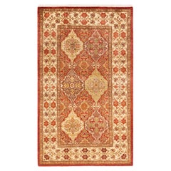 One-of-a-kind Hand Knotted Wool Mogul Orange Area Rug