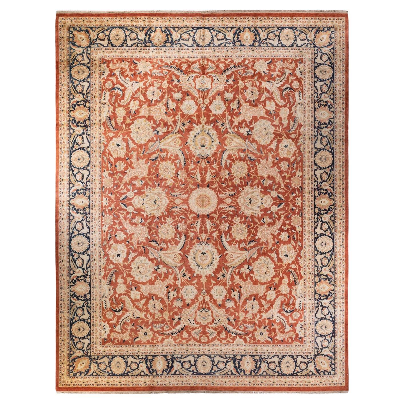 One-of-a-kind Hand Knotted Wool Mogul Orange Area Rug