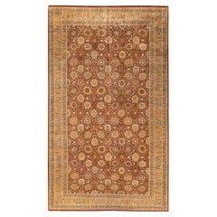 One-of-a-kind Hand Knotted Wool Mogul Orange Area Rug