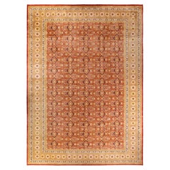 One-of-a-kind Hand Knotted Wool Mogul Orange Area Rug