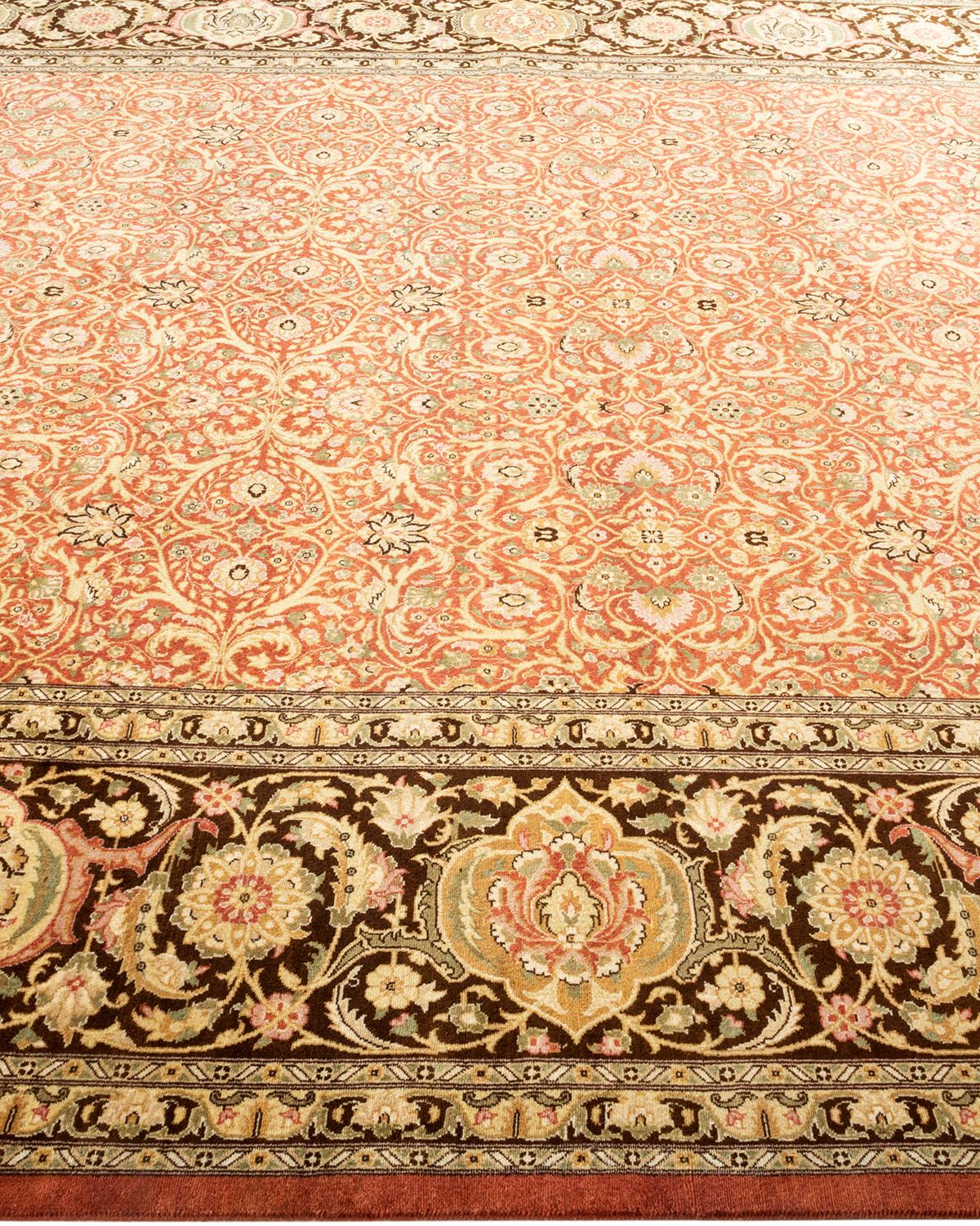One-of-a-kind Hand Knotted Wool Mogul Pink Area Rug In New Condition For Sale In Norwalk, CT