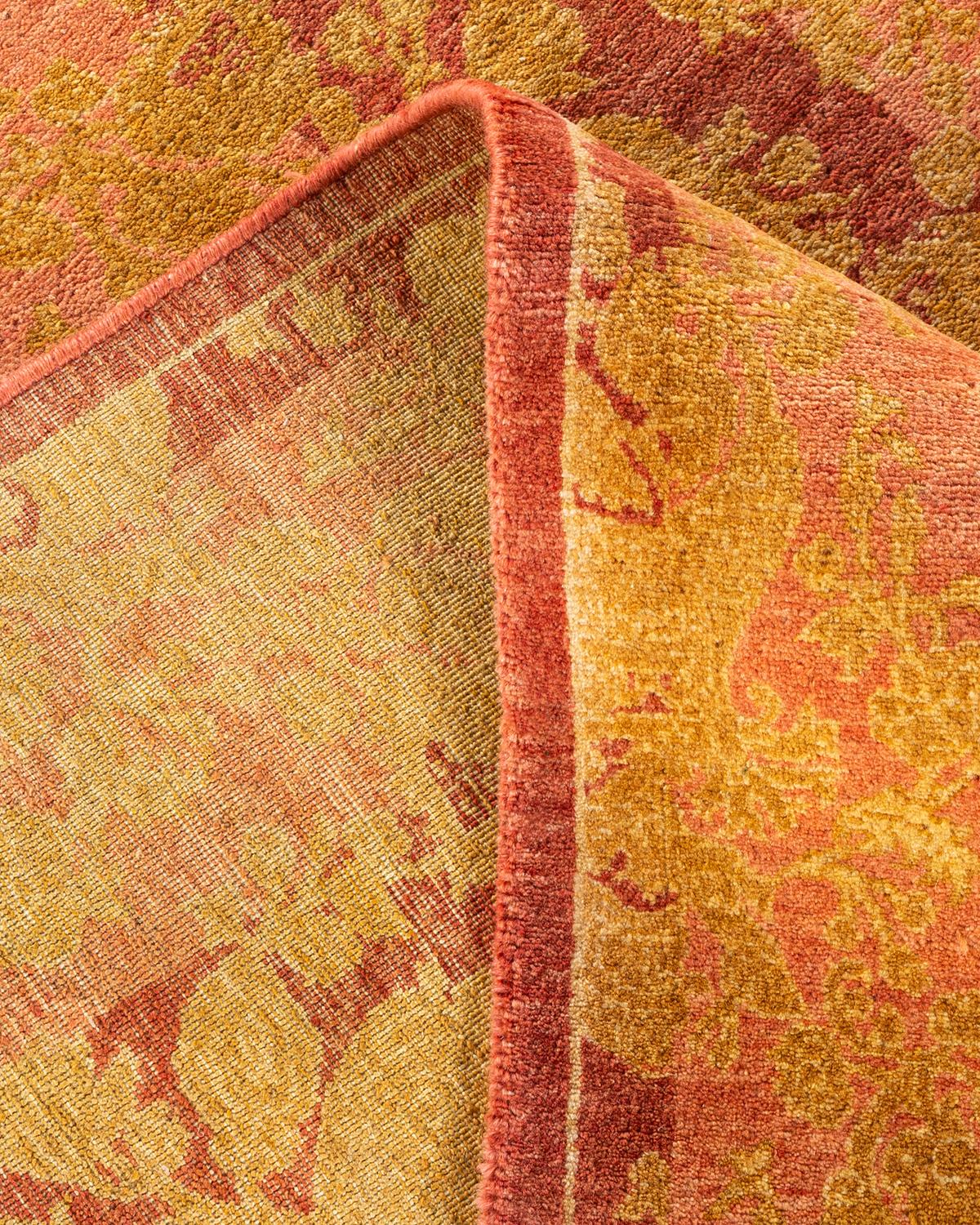 One-of-a-kind Hand Knotted Wool Mogul Pink Area Rug For Sale 1