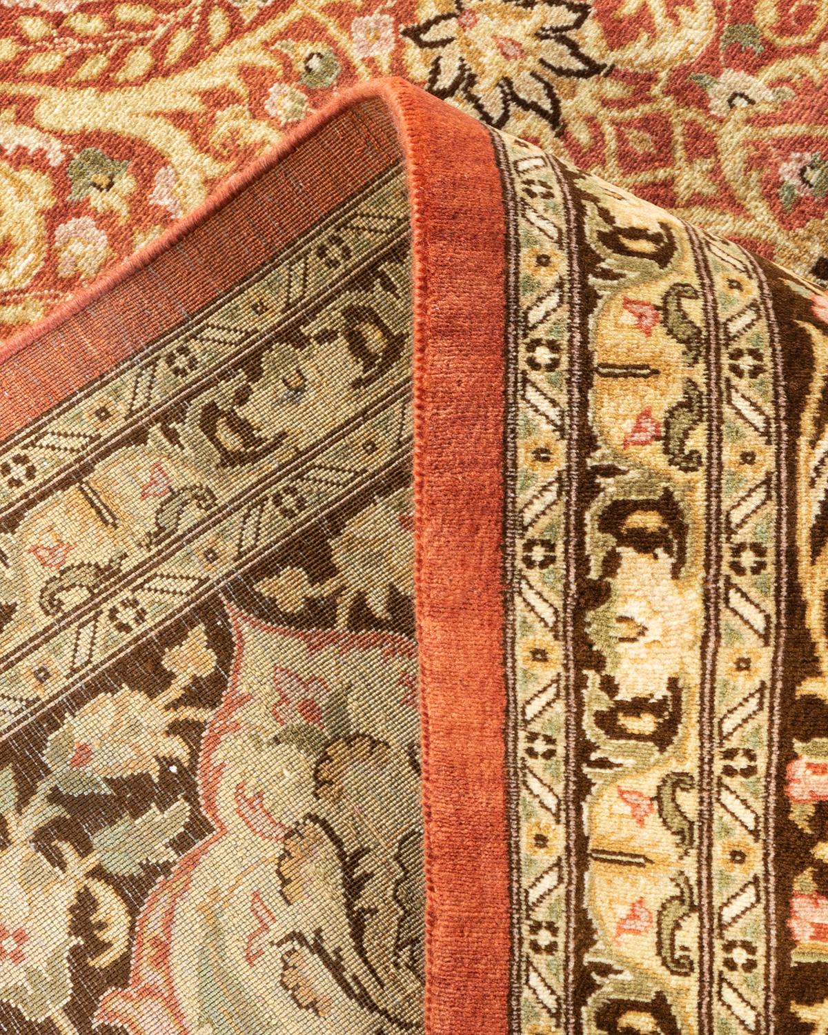 One-of-a-kind Hand Knotted Wool Mogul Pink Area Rug For Sale 1