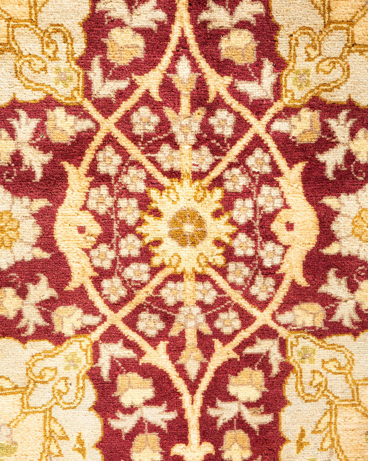 Pakistani One-of-a-kind Hand Knotted Wool Mogul Purple Area Rug For Sale
