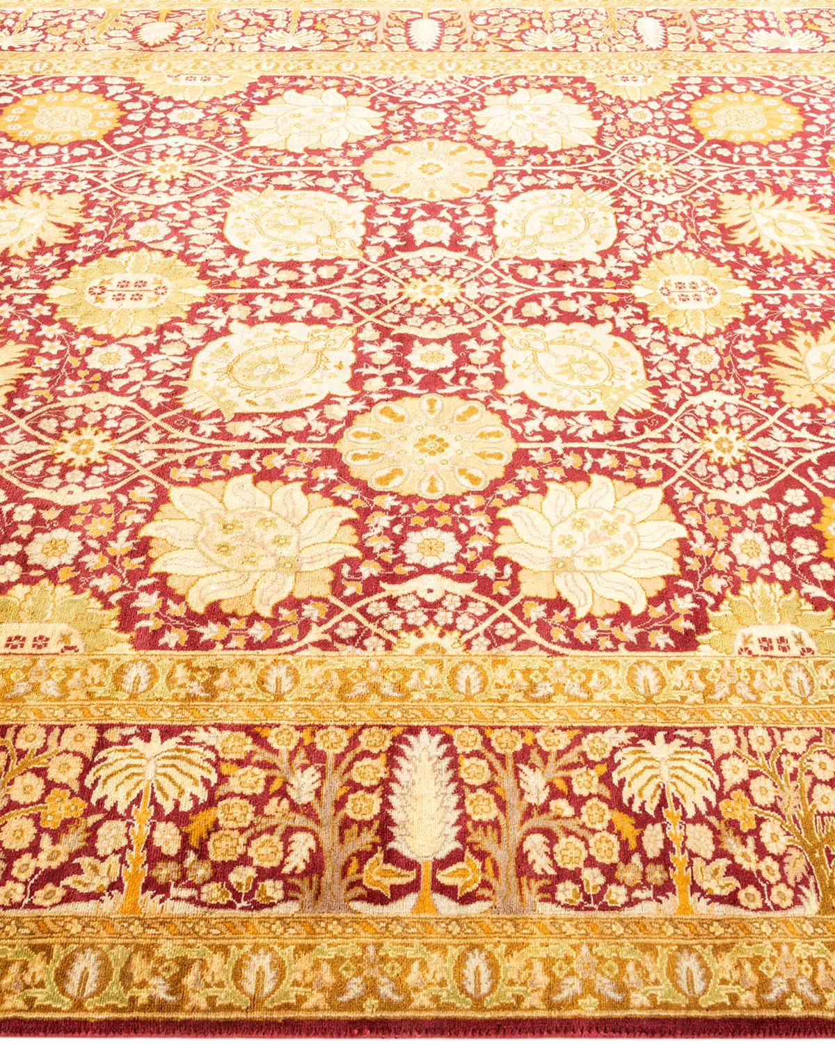 One-of-a-kind Hand Knotted Wool Mogul Purple Area Rug In New Condition For Sale In Norwalk, CT