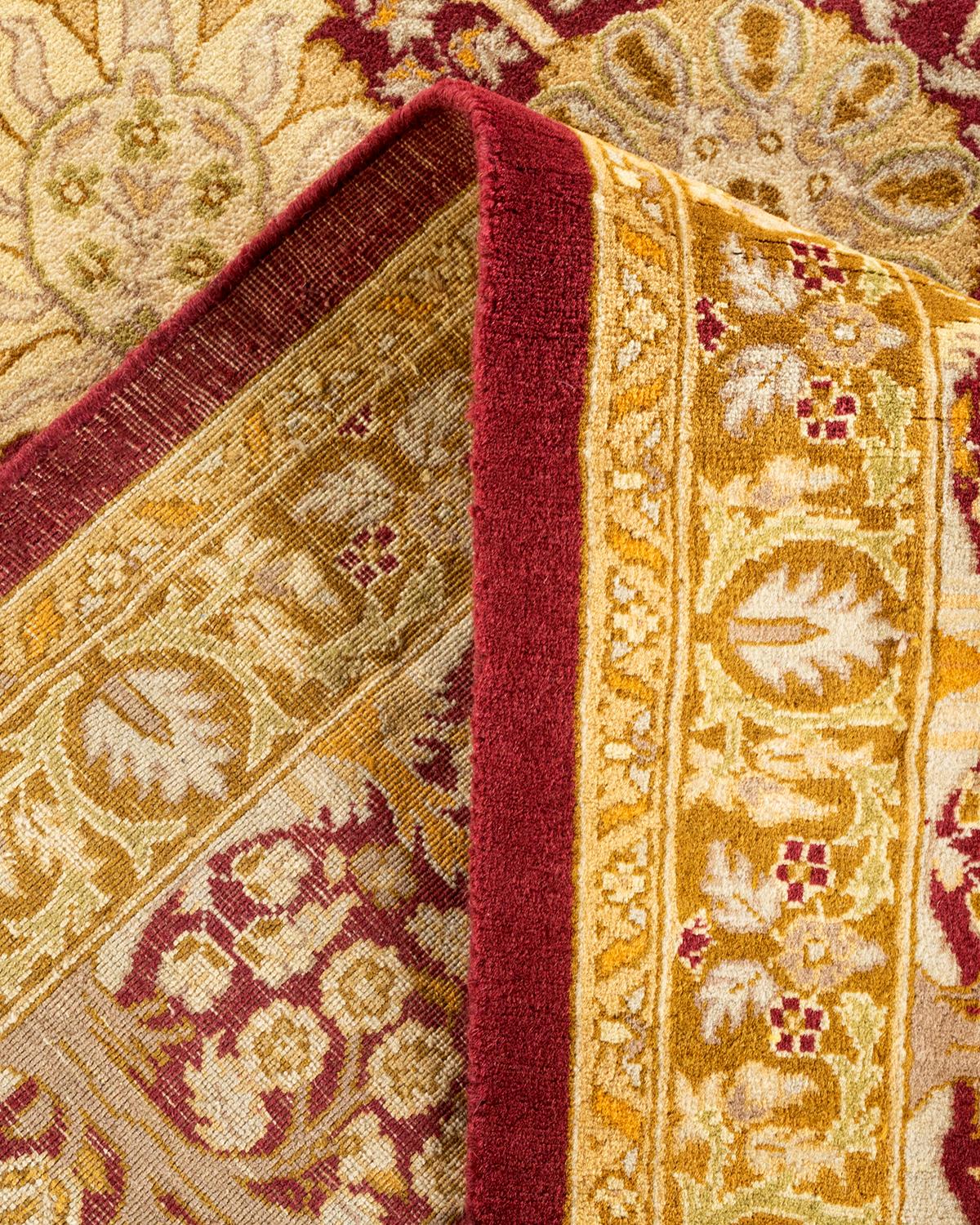 Handgeknüpfter Mogul-Teppich aus Wolle in Violett, Unikat im Angebot 1
