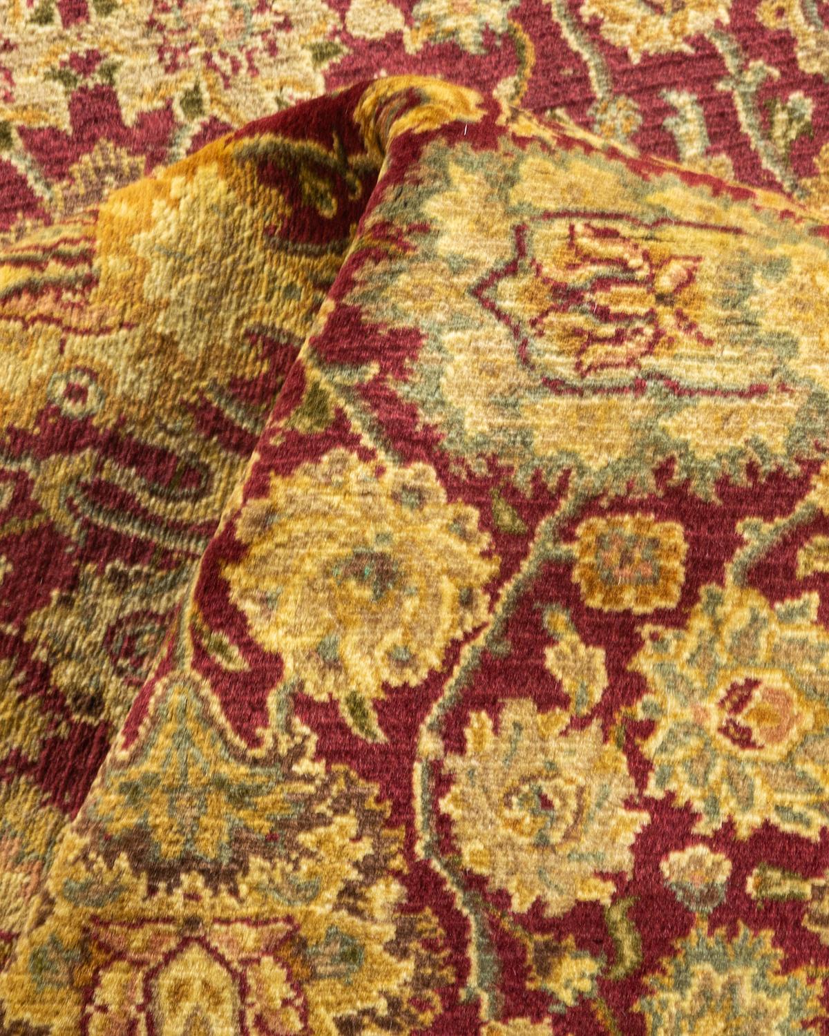 One-of-a-kind Hand Knotted Wool Mogul Purple Area Rug For Sale 2