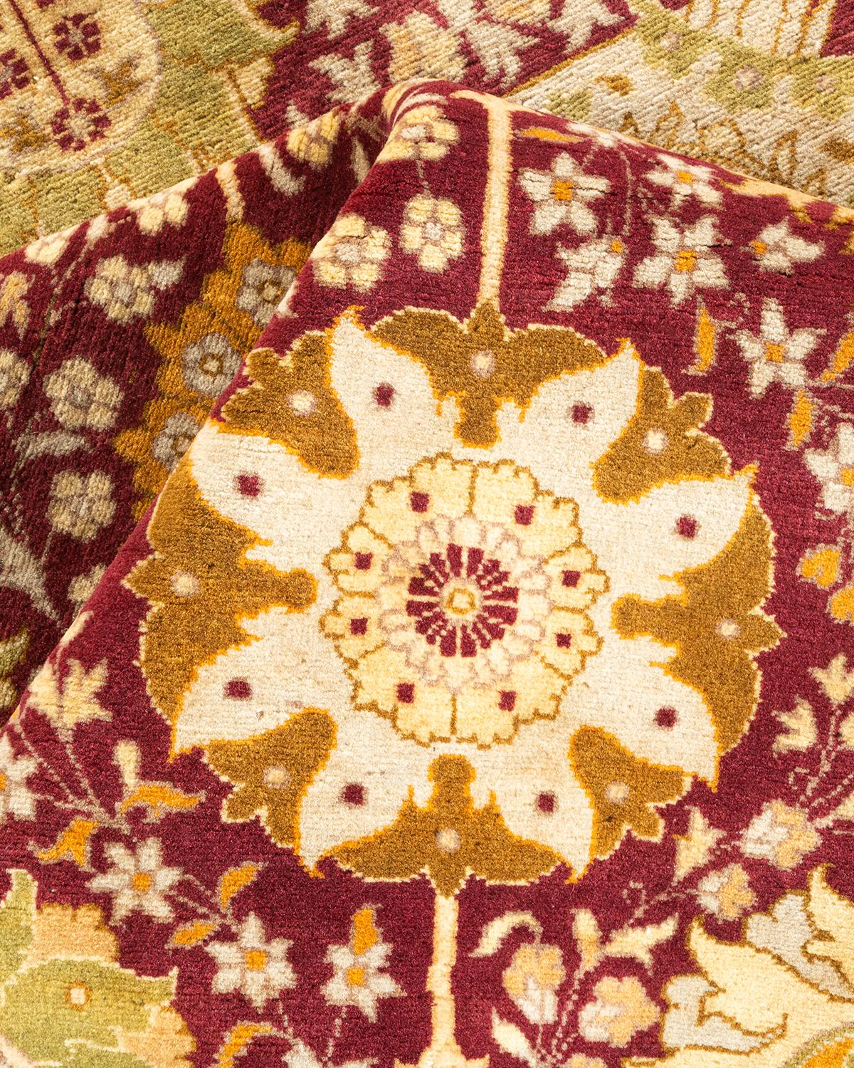 One-of-a-kind Hand Knotted Wool Mogul Purple Area Rug For Sale 2