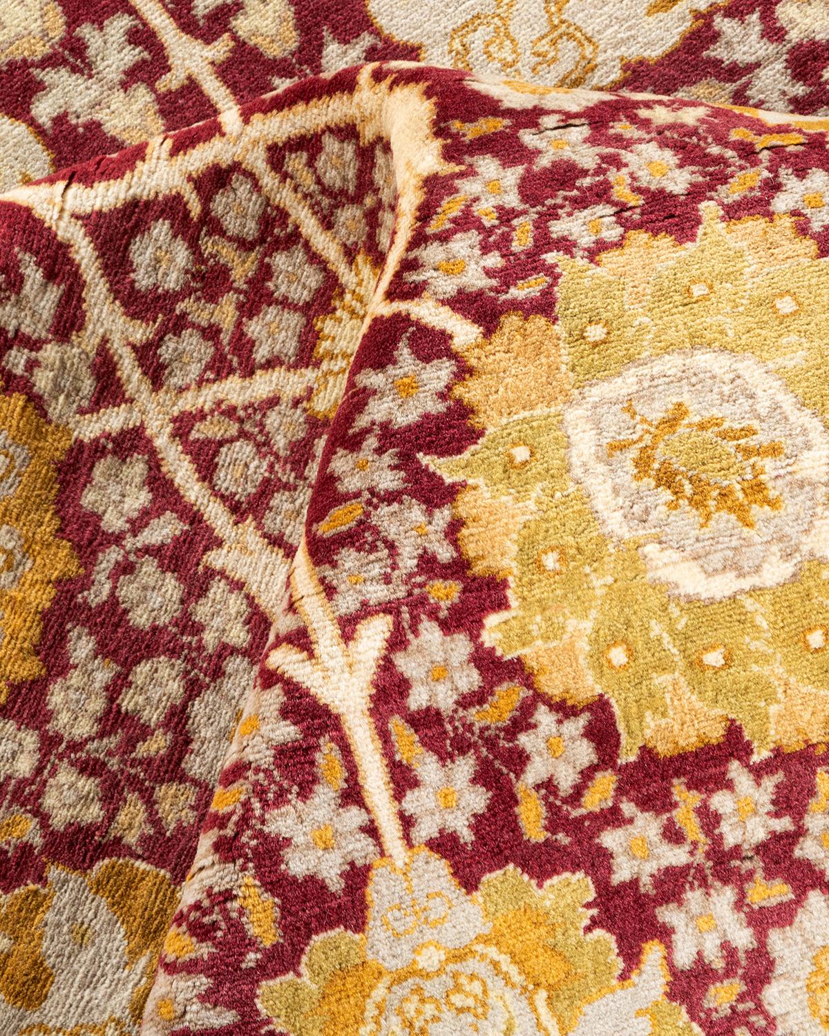 Handgeknüpfter Mogul-Teppich aus Wolle in Violett, Unikat im Angebot 2