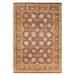 One-of-a-kind Hand Knotted Wool Mogul Purple Area Rug