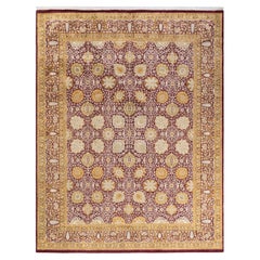 One-of-a-kind Hand Knotted Wool Mogul Purple Area Rug