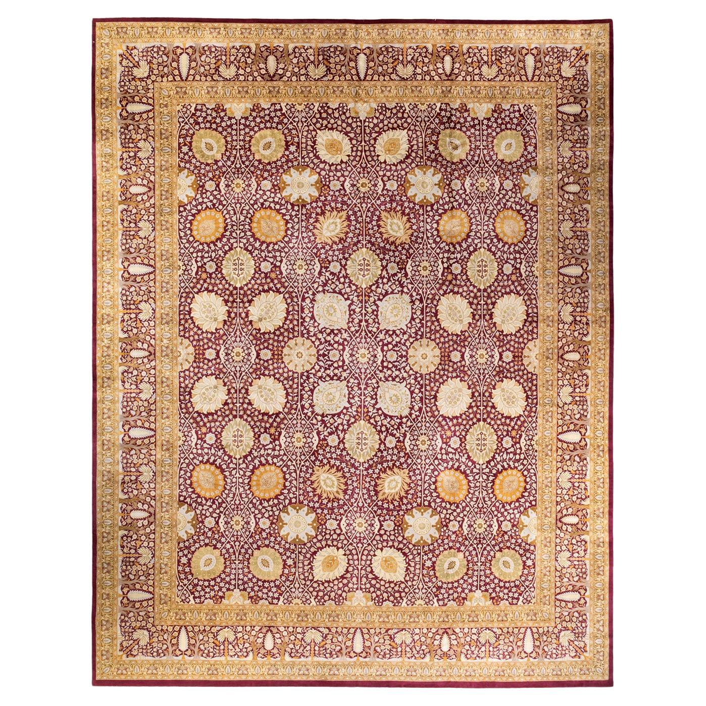 One-of-a-kind Hand Knotted Wool Mogul Purple Area Rug