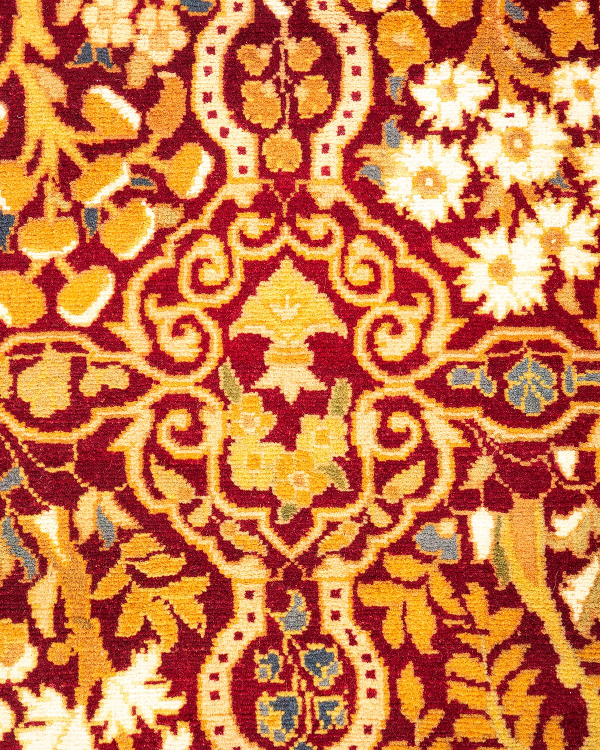 Handgeknüpfter Mogul-Teppich aus roter Wolle, Unikat (Pakistanisch) im Angebot