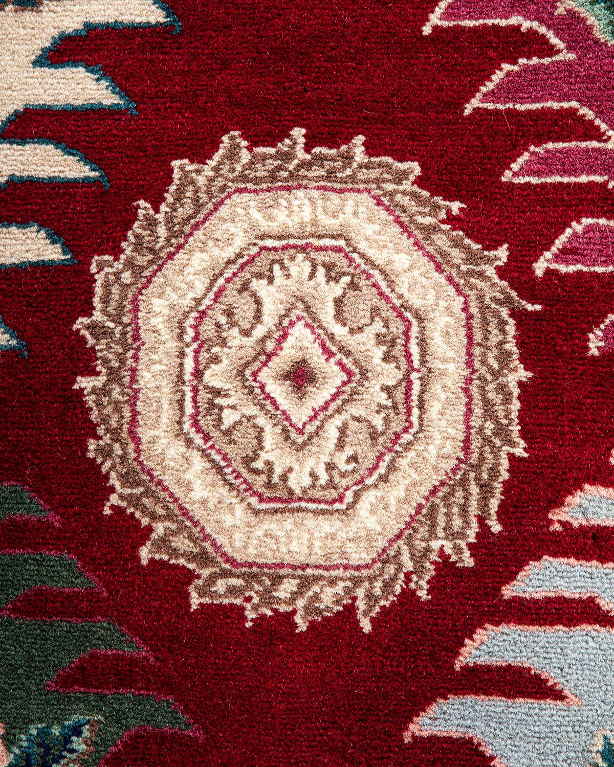Handgeknüpfter Mogul-Teppich aus roter Wolle, Unikat (Pakistanisch) im Angebot