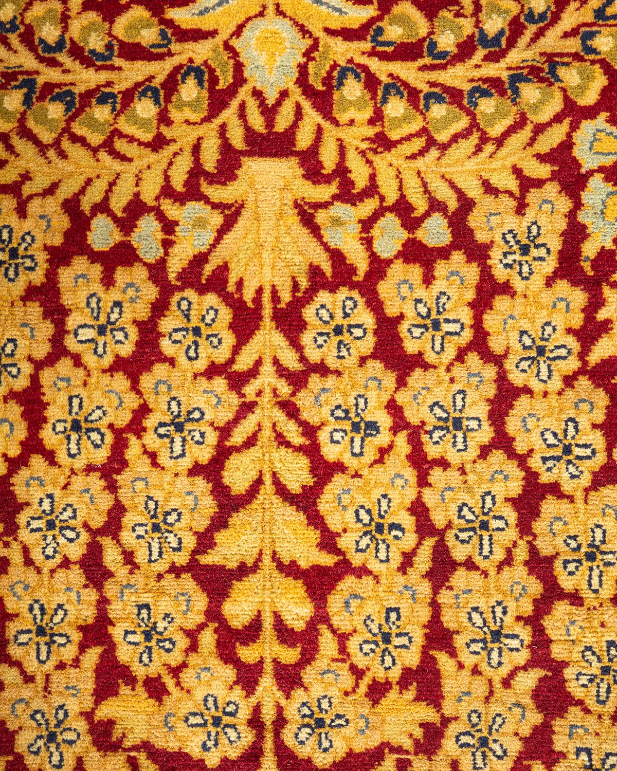 Handgeknüpfter Mogul-Teppich aus roter Wolle, Unikat (Pakistanisch) im Angebot