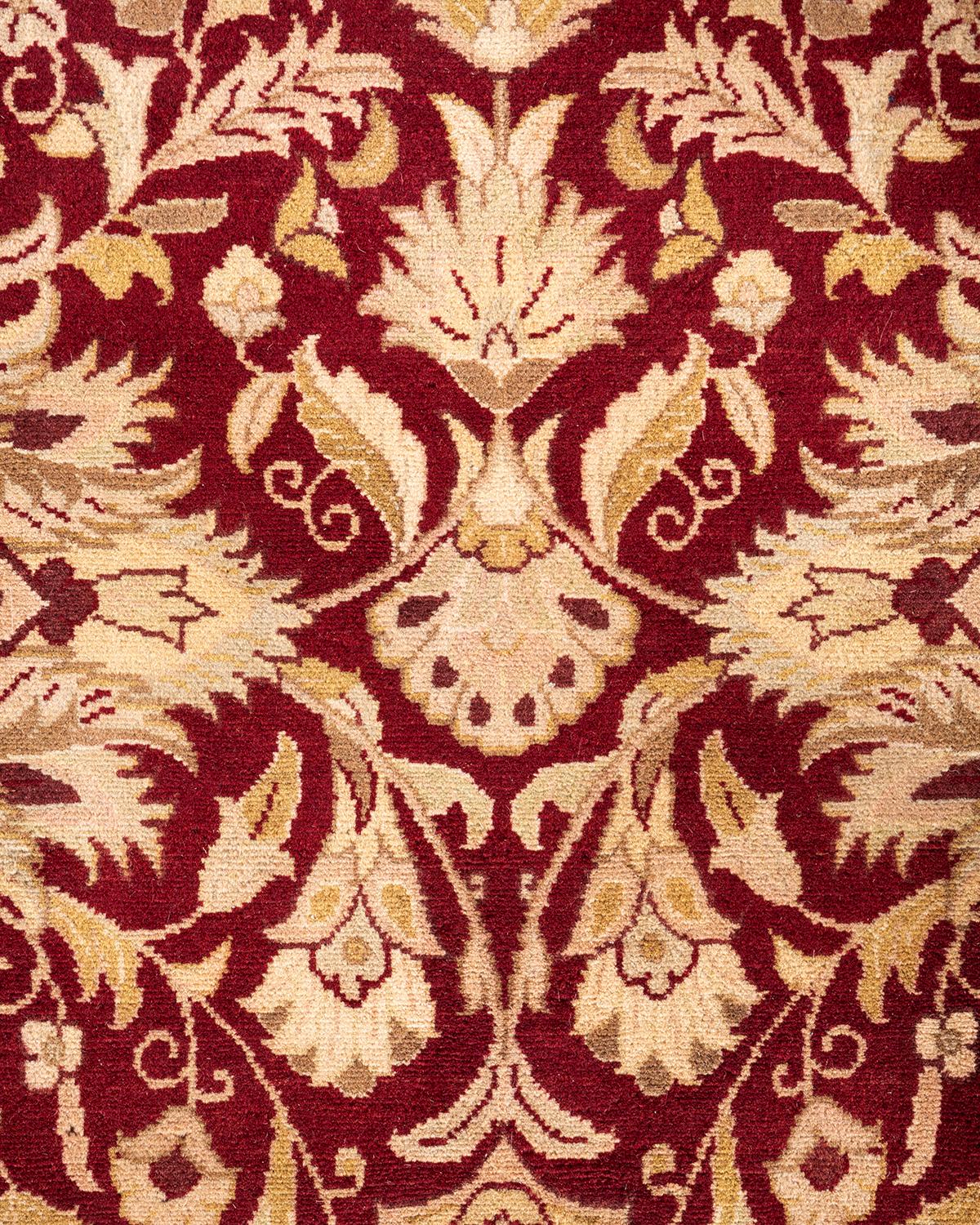Pakistani One-of-a-kind Hand Knotted Wool Mogul Red Area Rug For Sale