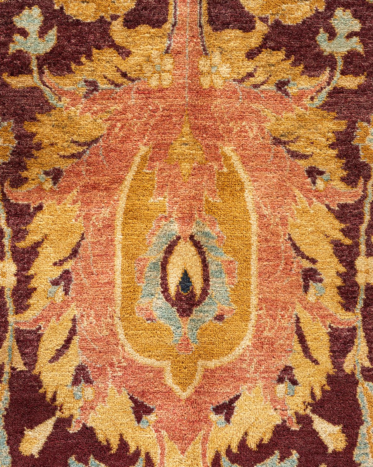 Pakistani One-of-a-kind Hand Knotted Wool Mogul Red Area Rug For Sale