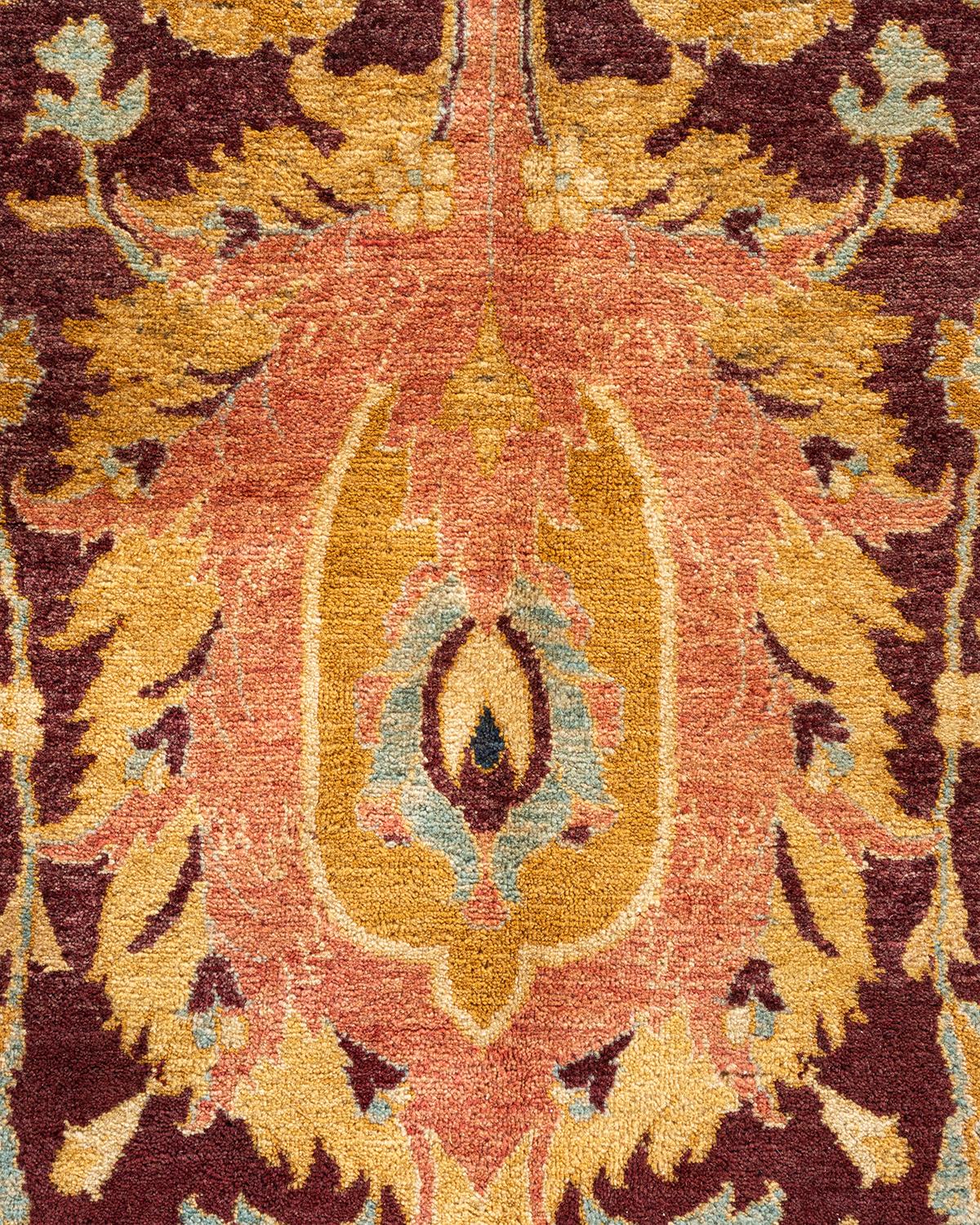 Pakistanais Tapis Mogul rouge en laine noué à la main, unique en son genre en vente