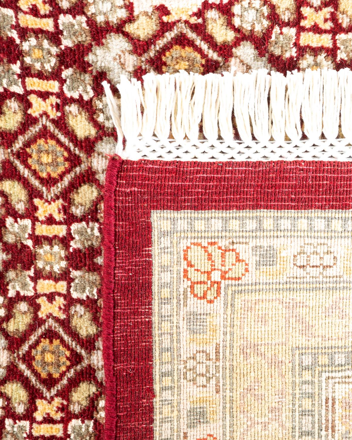 XXIe siècle et contemporain Tapis Mogul rouge en laine noué à la main, unique en son genre en vente