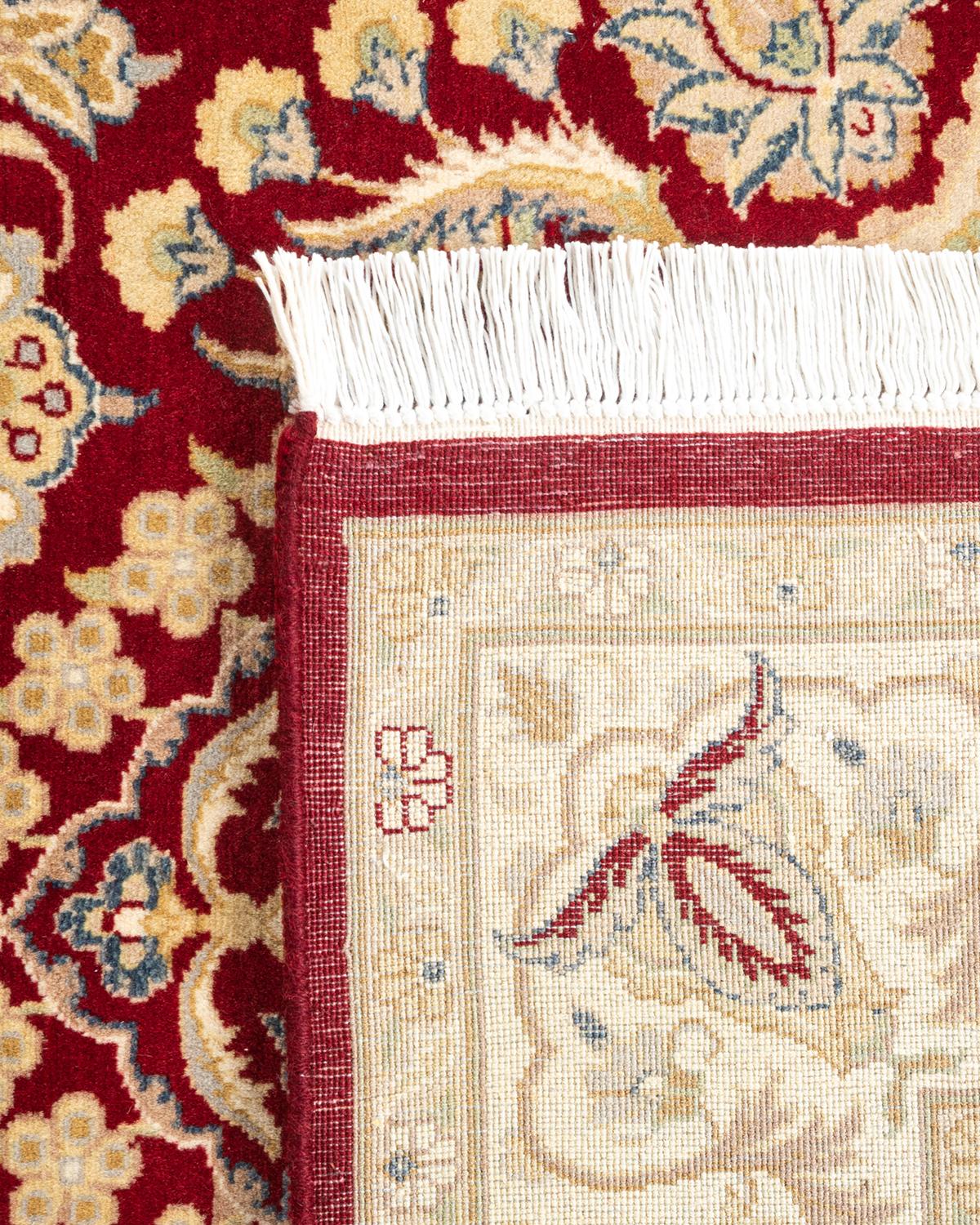 XXIe siècle et contemporain Tapis Mogul rouge en laine noué à la main, unique en son genre en vente