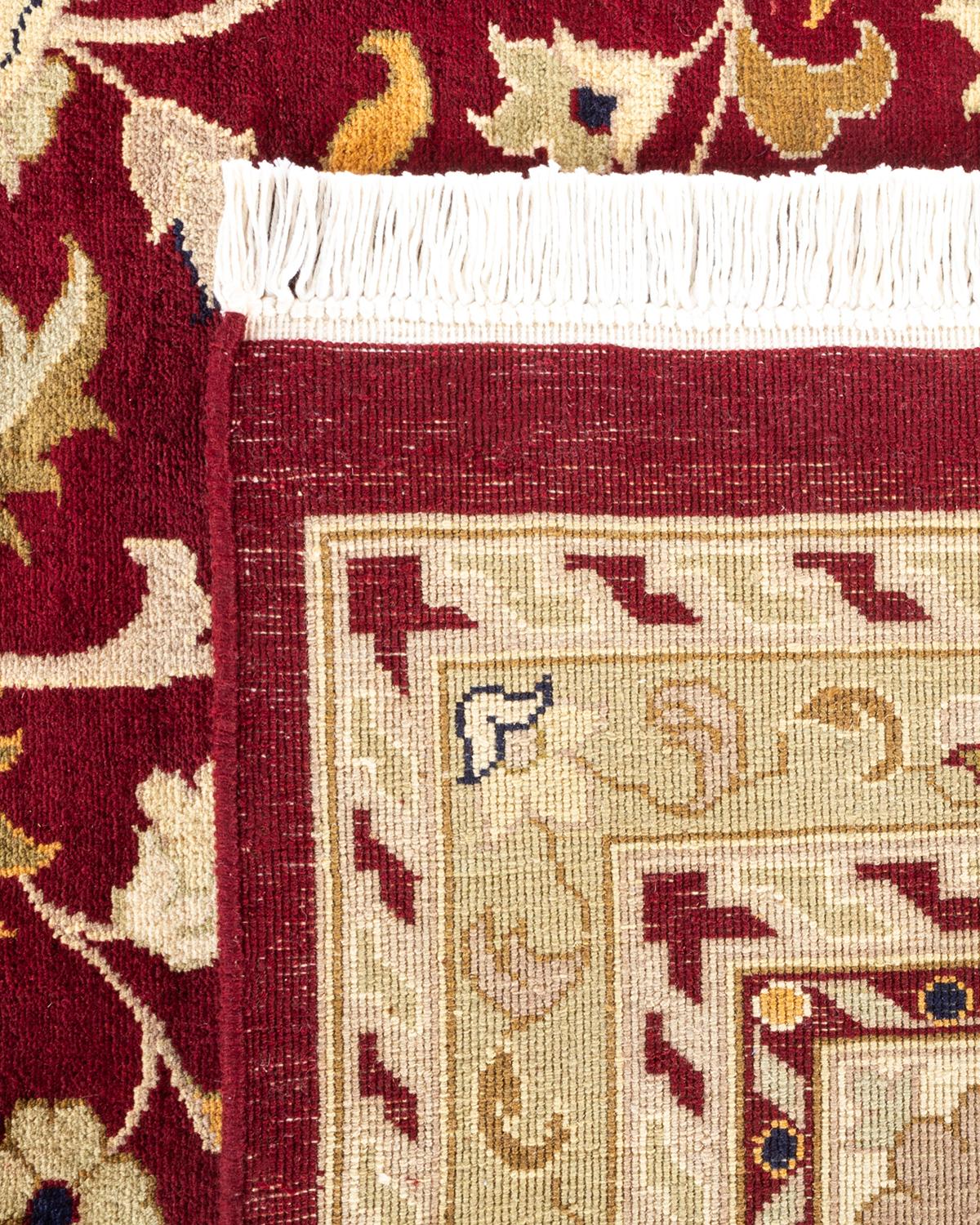 Handgeknüpfter Mogul-Teppich aus roter Wolle, Unikat (21. Jahrhundert und zeitgenössisch) im Angebot