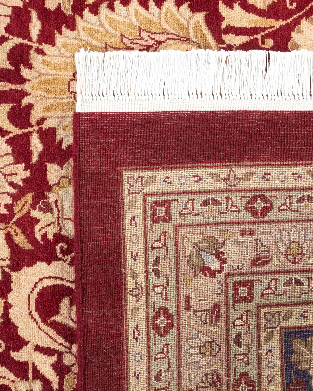 Contemporary One-of-a-kind Hand Knotted Wool Mogul Red Area Rug For Sale