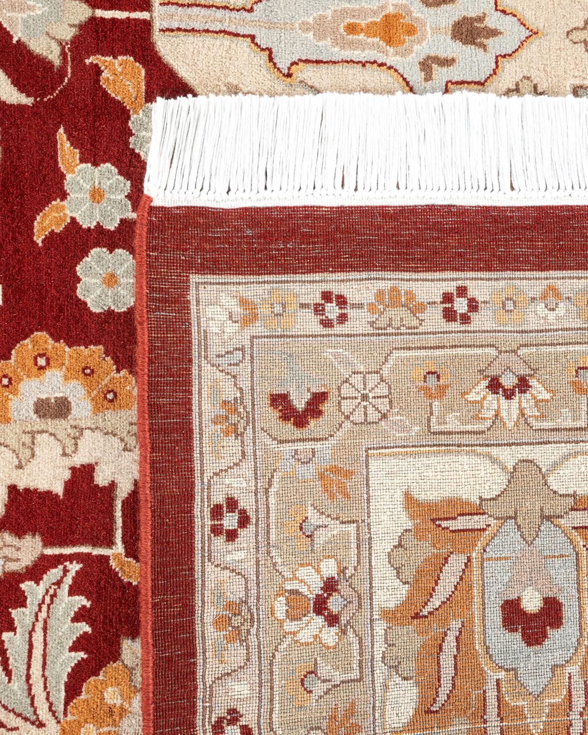 XXIe siècle et contemporain Tapis Mogul rouge en laine noué à la main, unique en son genre en vente
