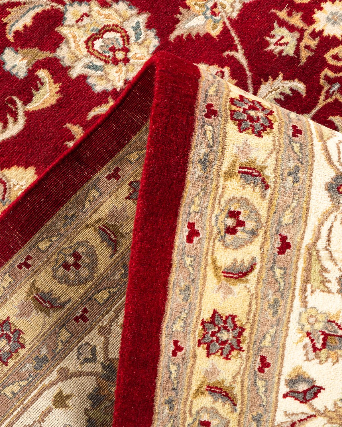 Laine Tapis Mogul rouge en laine noué à la main, unique en son genre en vente