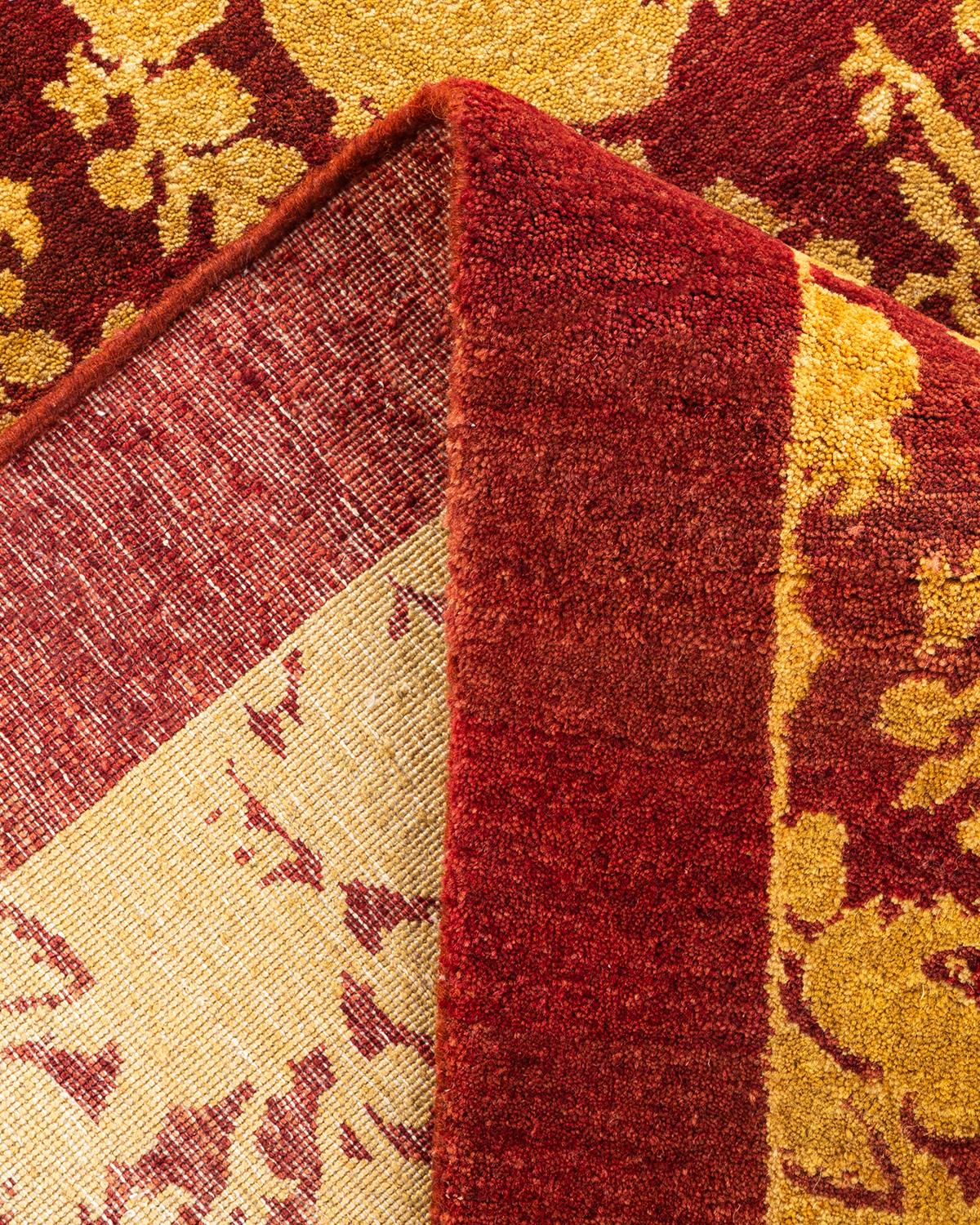Handgeknüpfter Mogul-Teppich aus roter Wolle, Unikat im Angebot 1