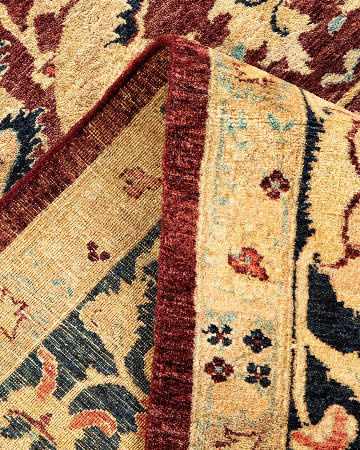 Alfombra única de lana anudada a mano Mogul Rojo Lana en venta