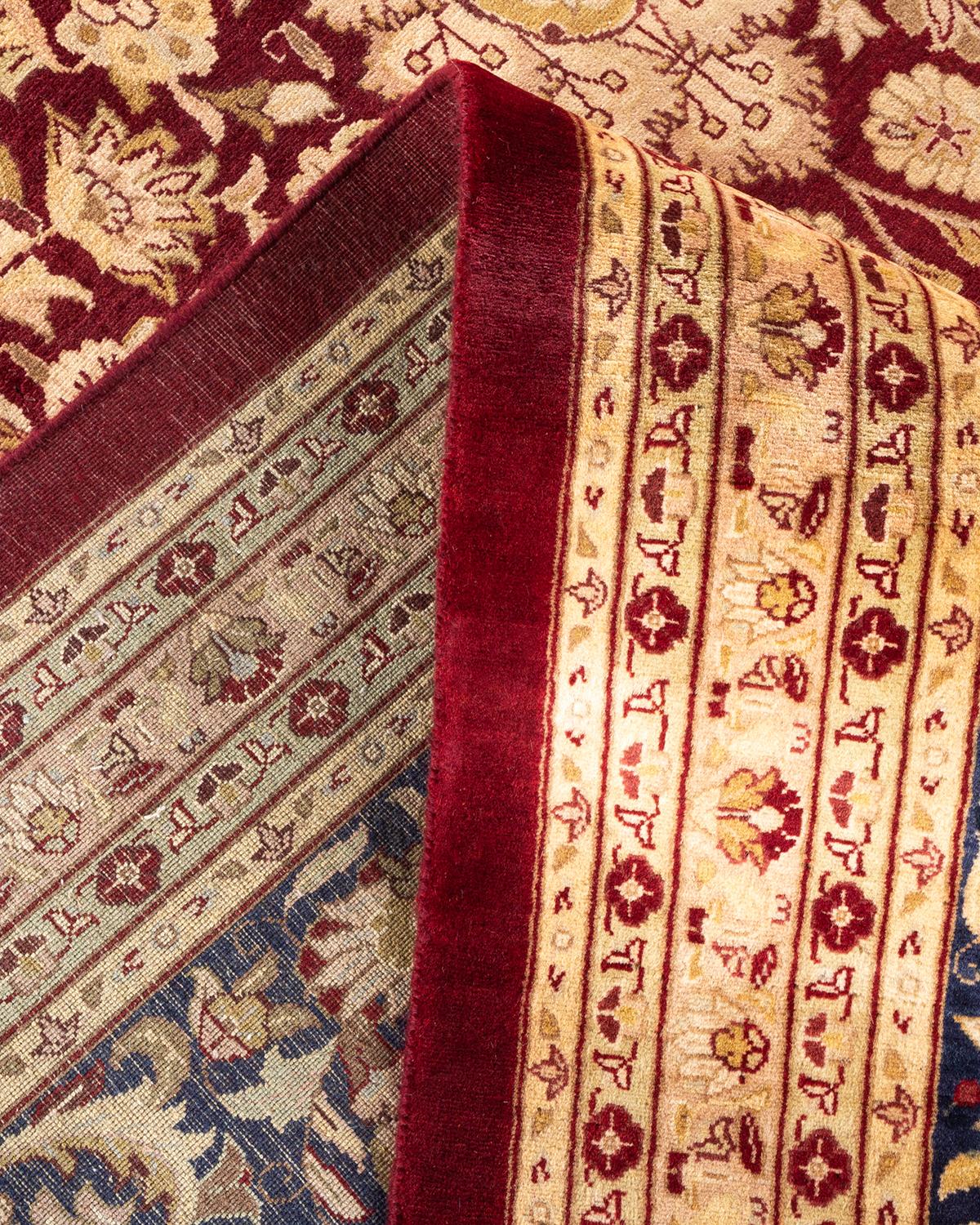 One-of-a-kind Hand Knotted Wool Mogul Red Area Rug For Sale 1