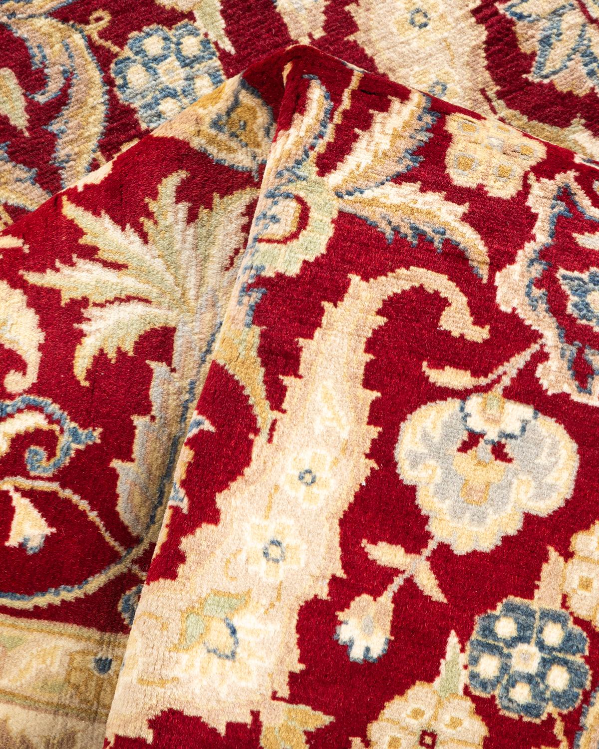 Tapis Mogul rouge en laine noué à la main, unique en son genre en vente 1