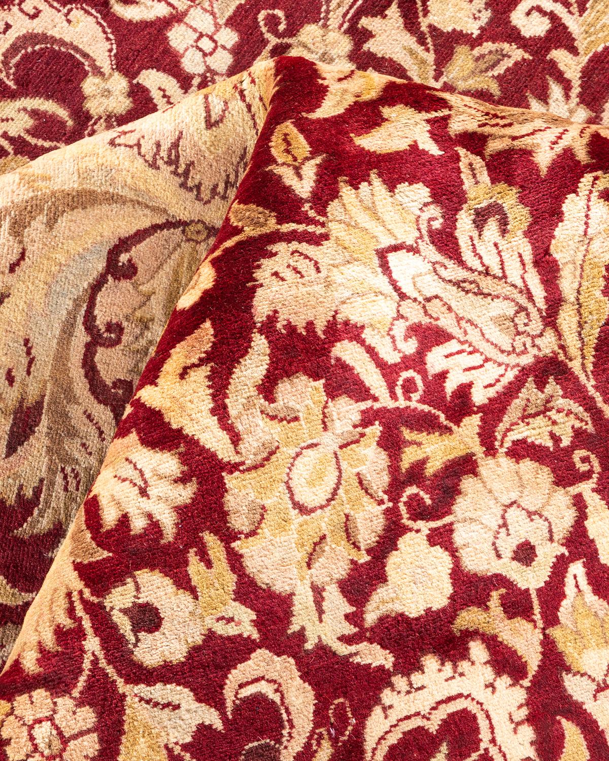 One-of-a-kind Hand Knotted Wool Mogul Red Area Rug For Sale 2