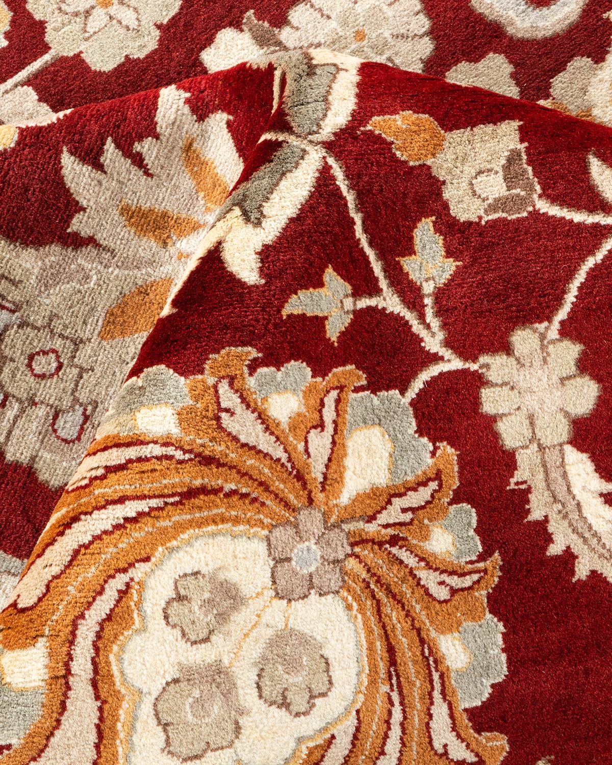 Tapis Mogul rouge en laine noué à la main, unique en son genre en vente 1