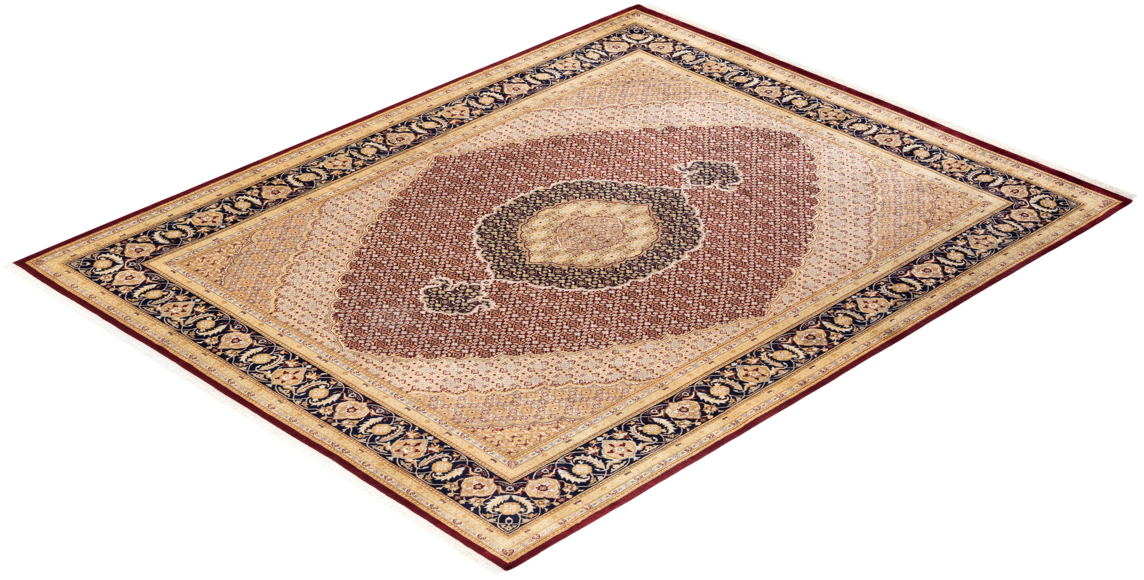 Handgeknüpfter Mogul-Teppich aus roter Wolle, Unikat im Angebot 3