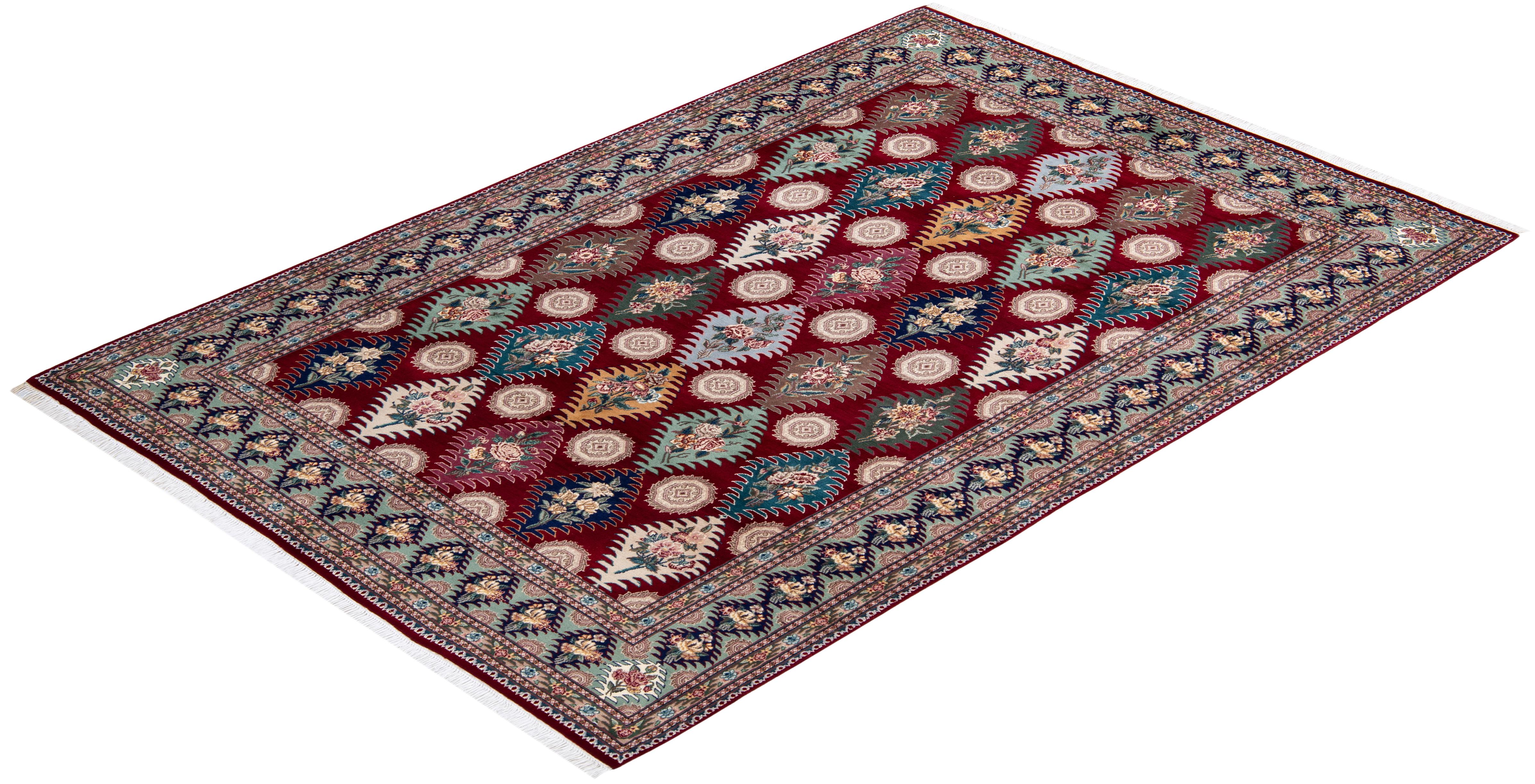 Handgeknüpfter Mogul-Teppich aus roter Wolle, Unikat im Angebot 3